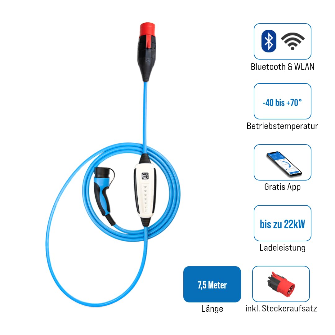 NRGkick 32A 7.5m Standard inkl. 32A Adapter | bis zu 22kW Ladeleistung | ohne Installation | Mobile Wallbox