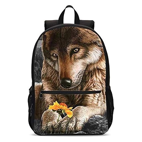 3D Wolf Animal Girls Backpacks School kids Bookbag Children Travel Shoulder Bag Casual Daypack 17 Inch Plus Laptop Bag for Unisex Teens Women Boys Cover