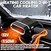 Car Heater 12V 150W – 2-in-1 Heating & Cooling Fan, Windshield Defroster & Defogger, 360° Rotary, Plug in Cigarette Lighter Heater,12Volt portable heater for car,SUV, Truck, UTV