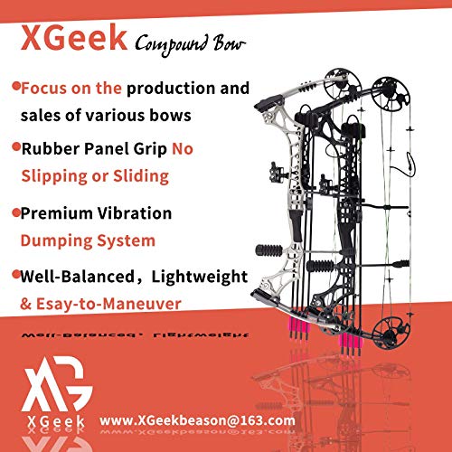 XGeek Compound Bow Kit, Hunting and Target,with All Accessories,Limb Made in USA,10 Gears Adjustment Range,Draw Weight 30-70 lbs, Draw Length 19-31",320 Fps Speed,for Hunter and Archery Enthusiast