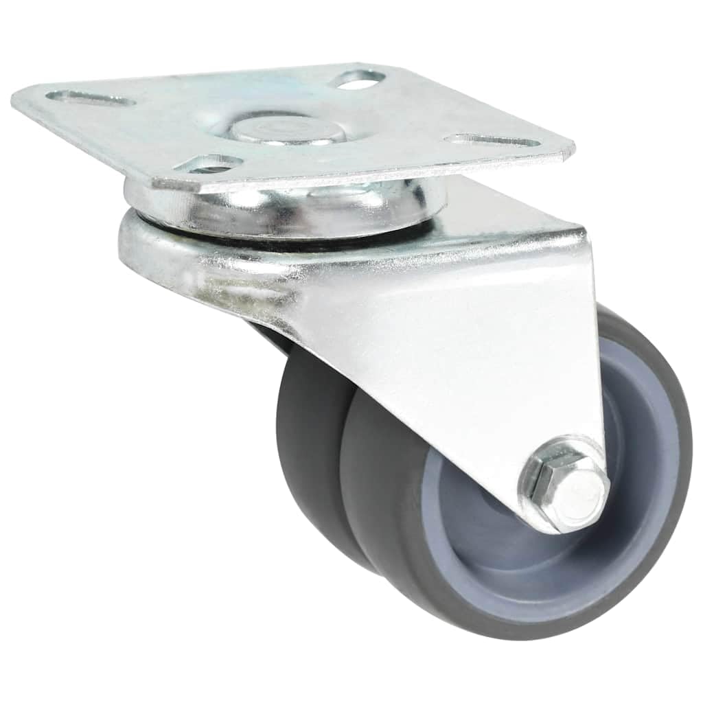 16 Stk. Lenkrollen mit Zwillingsrad 50 mm, TPR-Rollen mit 100 kg Belastbarkeit pro Rolle, 8 mit Bremse, geräuschlos und bodenschonend, rostfreier Zinkbeschichtung für Möbel
