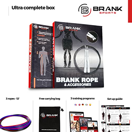 Brank Sports CA-K8FR2-391 ® Speed Rope Set Incl. 3 Steel Spare Cables | Ideal For Crossfit, Fitness, Boxing And Easy Double Under | Jump Ropes thumb #3