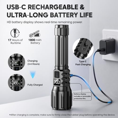 2Pack Rechargeable Flashlights, Super Bright High Lumens Flashlight - Image 5
