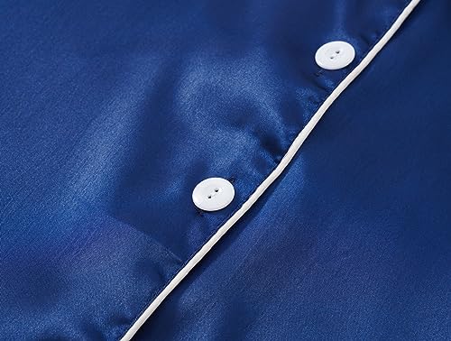 Unisex Kids Boys and Girls Pajama Sets Summer Short Sleeve Long Pants 2pcs Silky Sleepwear Button Down Loungewear4