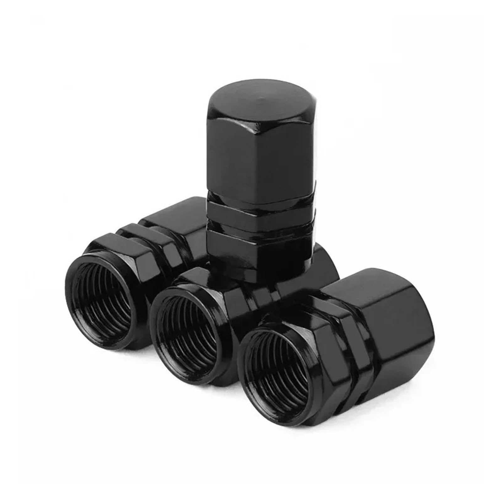 4/8 tappi per valvole pneumatici in alluminio antipolvere per auto moto per bicicletta (nero, 4 pezzi)