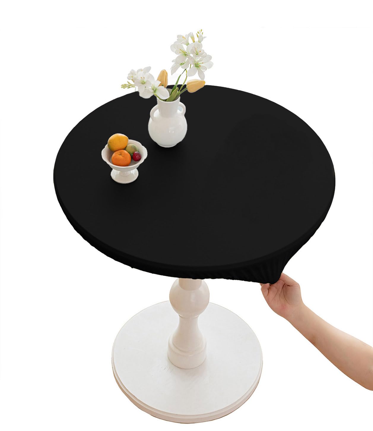CIEEIN CIEHT PU Tablecloths Table cloth Round Diameter 60cm-140cm Tablecover Home Hotel Restaurant Bar Party Waterproof Oilproof Table Covers Black Round 90cm