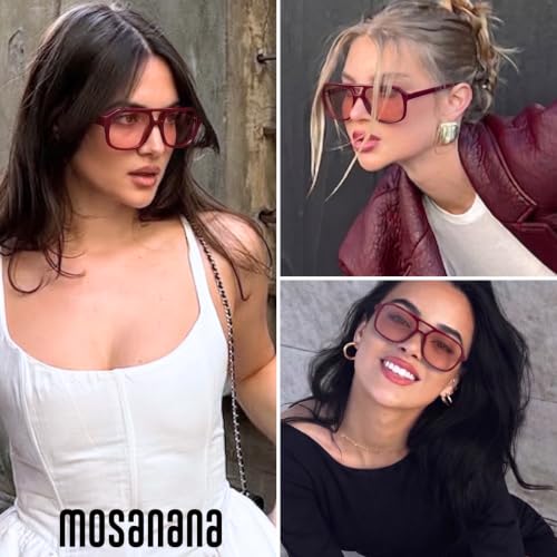 Image of mosanana Small Square Aviator Sunglasses for Women MS52362 | Retro Narrow Frame, UV400 Protection, Designed for Daily Outfits, Travel and Fashion Looks
