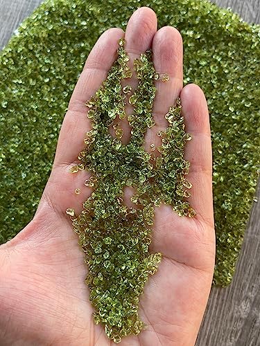 Image of GAF TREASURES 2 oz Lot Natural Semi Tumbled Gemstone Chips, Crushed Mini Crystals, Undrilled Crystal Chips (Peridot)