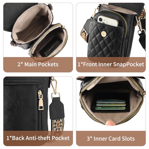 SENDEFN Small Crossbody Bags for Women Cell Phone Bag Leather Wallet Purses Adjustable Strap4