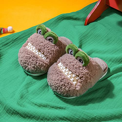 EnJoCho Girls Dress Shoes Autumn and Winter Cute Boys and Girls Slippers Flat Bottom Soft and (Brown, 6-7 Years Little Child)2
