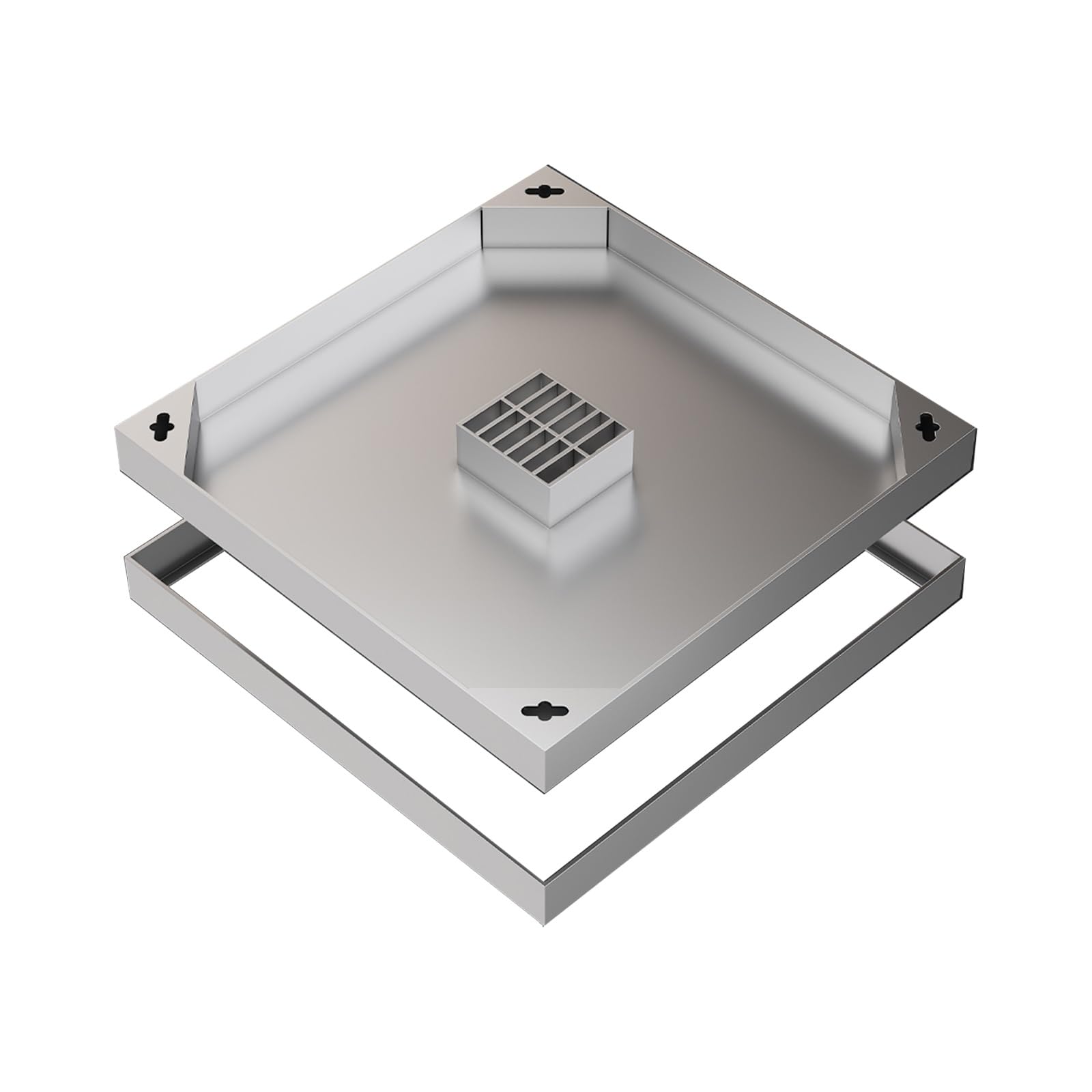 GJMSSMY Square Hydraulic Manhole Cover & Frame, 30x30cm (11.8x11.8in), Ensures Efficient Rainwater Drainage for Pedestrian Areas, and Heavy-Duty Design