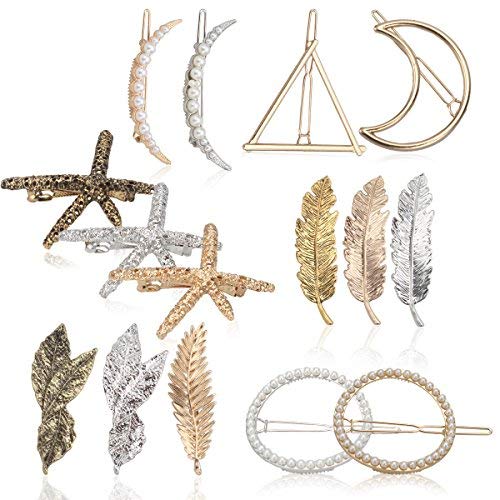 AOPRIE 15 Pack Vintage Hair Clip Hairpins Hair Barrettes Leaf Moon Starfish Geometry Shape Hair Clips for Women