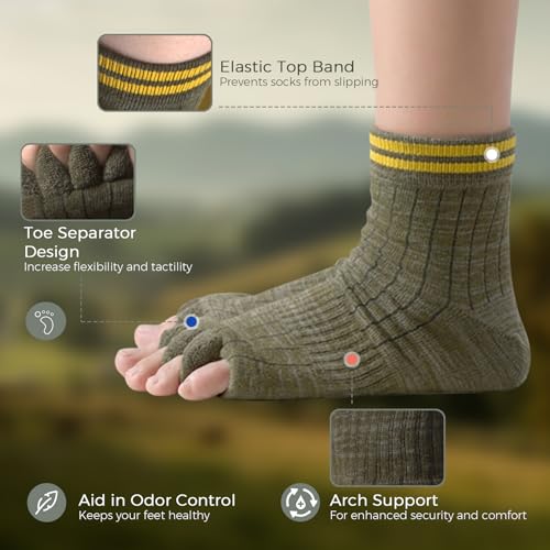 Image of Toe Separator Socks,Foot Alignment Sock for Health Care, Pain Relief, Bunion Corrector, Breathable Toe Socks