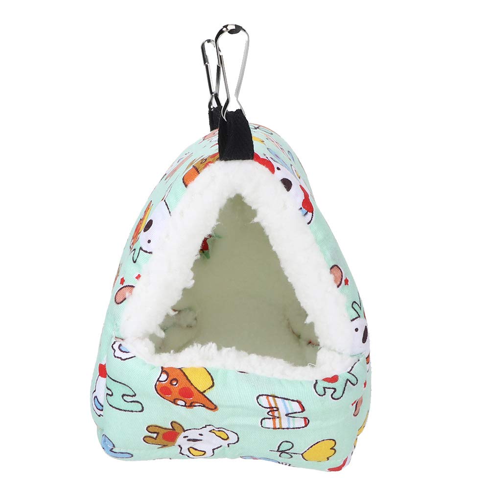 Muiltvoe Green Hamster Hanging, Warm Cotton Printed Fabric with Thickened Shu Velveteen and Sponge, for Small Pets Like Hamsters Sugar Gliders Guinea Pigs (M)