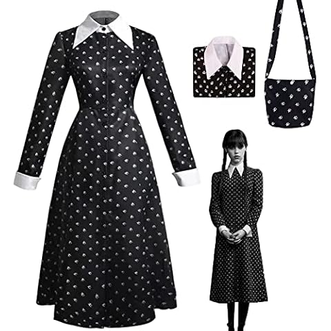Vesvmi Wednesday Addams Kostüm für Erwachsene, Wednesday Addams Kleid Cover