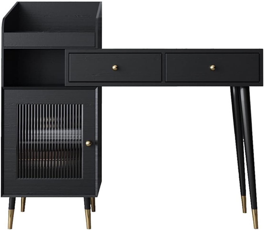 Vanity Dressing Table Set Luxury Makeup Bench with 3 Colors Led Hd Mirror,Comfortable Stool Drawers Cabinet,Modern Simple Style,for Girl's Gift (Size : 60cm) ()