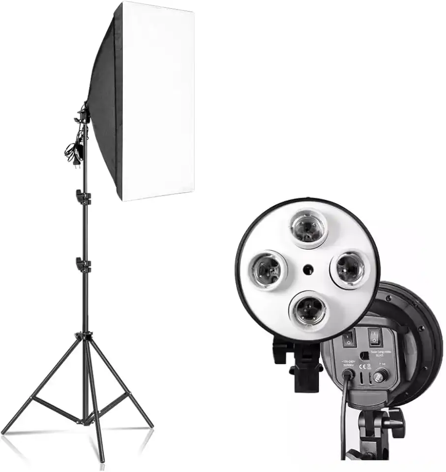 Kit Softbox 50x70 Luz Contínua Tripé 2m Quadruplo 4 Lâmpadas AtualMix