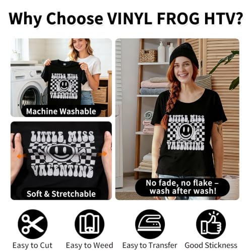 Image of VINYL FROG Silver Glitter HTV Vinyl Roll 10'' x 8ft Silver Glitter Iron on Vinyl for All Cutting Machine Sparkly Heat Transfer Vinyl for T-Shirts & DIY Craft Gifts, Easy to Cut, Weed & Transfer