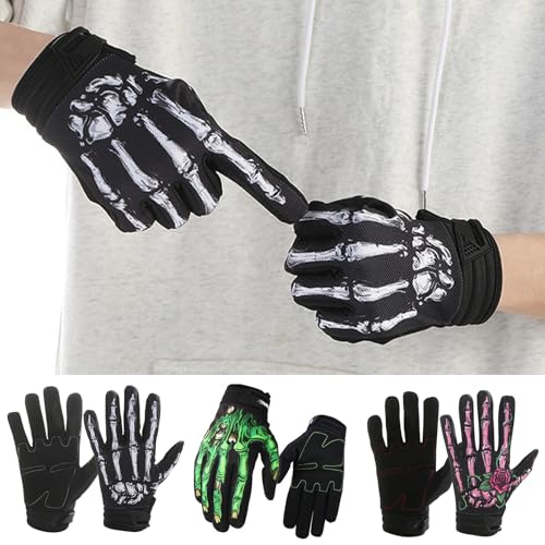 Gants de moto motif squelette écran tactile et cyclisme respirants