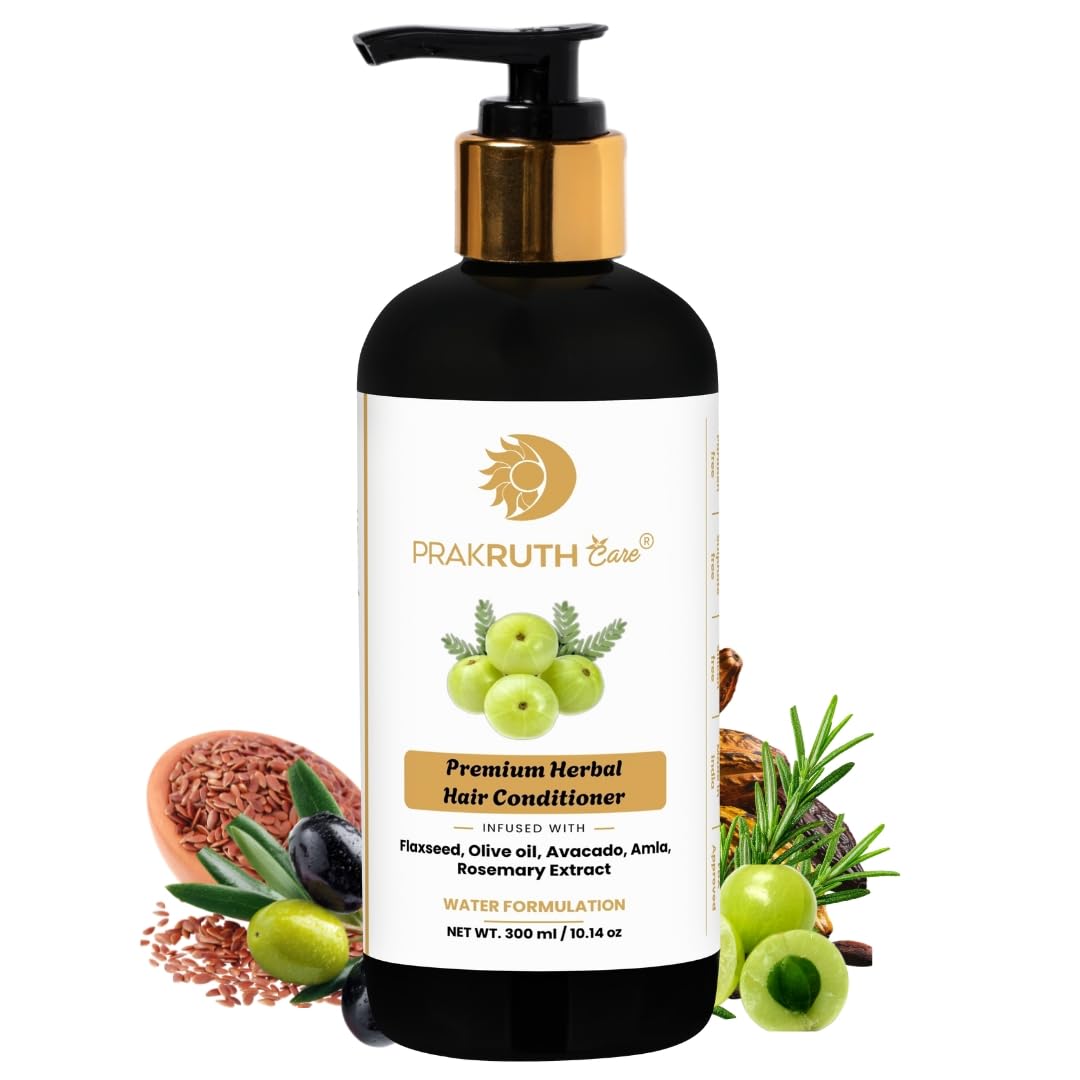Premium Herbal Low Porosity Conditioner, 300ml, for Dull, Sticky, Thin Hair, with Amla, Flaxseed, Avocado, Olive, Vitamin E, Rosemary | Water Formulation-image-4