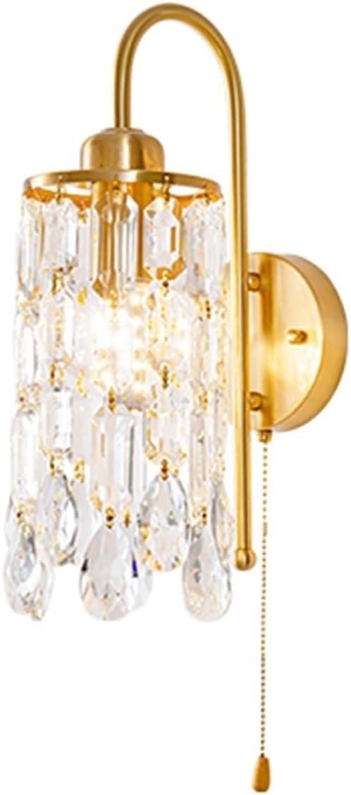 CWCQGH Nordic Luxury Copper Wall Light Crystal Shade Wall Sconce Background Wall Decorative Wall Lamp Bedside Ambient Wall Mounted Light Vanity Light Fixture