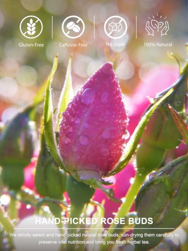 Image of TeeLux Rose Buds Tea, 5.3oz Dried Whole Rose Flower Herbal Tea Floral Aroma | Carefully Selected Loose Leaf Rose Buds for Tea, Baking & Culinary Use, Caffeine Free, Perfect Hot or Iced