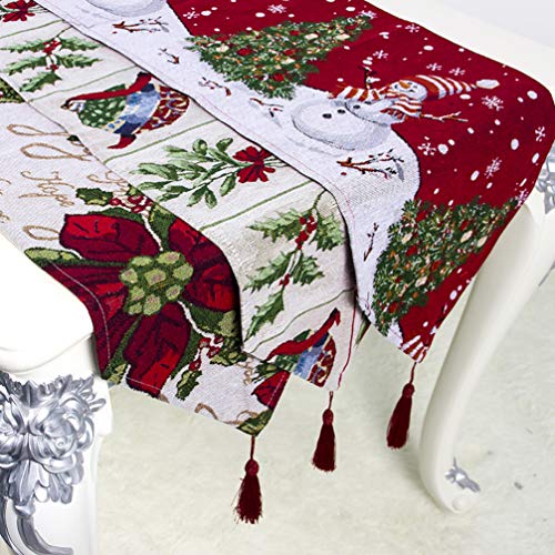 Amosfun Estampa de mesa de Natal de algodão com elemento natalino, decoração de mesa e jantar para c
