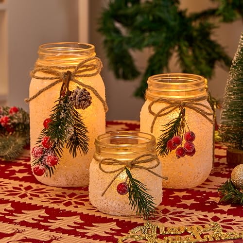 KIVIVO centres tables Noël décoration hiver bocal verre fleurs noël