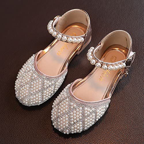 Girls' Sandals Crystal Single Sandals Girls Baby Shoes Bowknot Kids Infant Pearl Dancing Shoes Shoes Bling Shoes (Pink-a, 6.5 Toddler)3