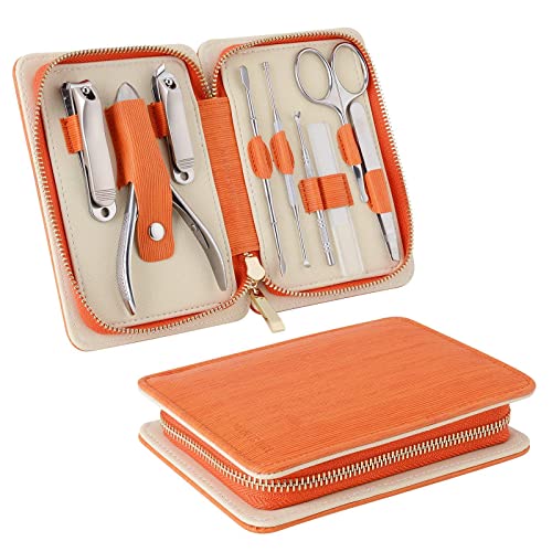 Nail Clippers Set Manicure Pedicure Kit, Professional Grooming Kit, Stainless Steel Nail Cutter Nail Care Tools 9 in 1 with Luxurious Travel Case For Men and Women Girl Boys