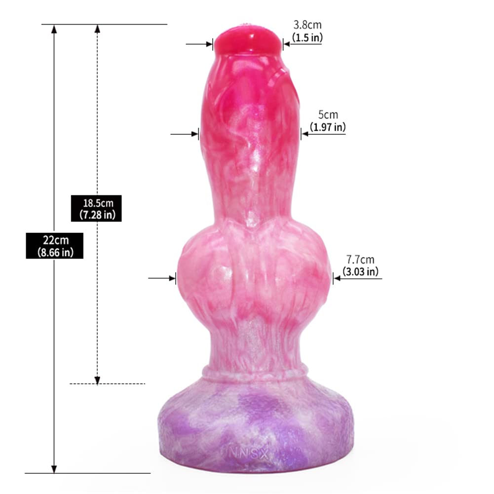 Silicone Wolf Dildo with Knot, Thick Anal Dildo Strong Suction Cup, Anal Sex Toy Plug, Fantasy G Spot Dragon Penis Adult Sex Toy for Women