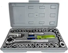 KIT CHAVE CATRACA REVERSÍVEL JOGO PROFISSIONAL DE SOQUETES 40 PEÇAS