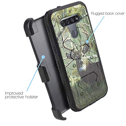 Customerfirst LG K51 Case with Belt Clip Holster Cell Phone Case [Built-in Screen Protector] Protective Armor Holster [Kickstand] (Deer)
