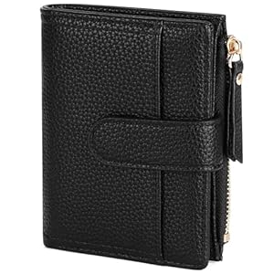 Geldbörse Damen Leder Portemonnaie Damen klein mit kartenfächern Geldbeutel klein Brieftasche Mädchen mit Reißverschlusstasche und Banknotenfach, Schwarz