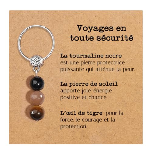 Porte-clés Personnalisé avec Cristaux Naturels, Idée Cadeau Nouveaux Départs, Guérison Cadeaux pour lui Homme pour elle Femme Cristal Thérapeutique avec...
