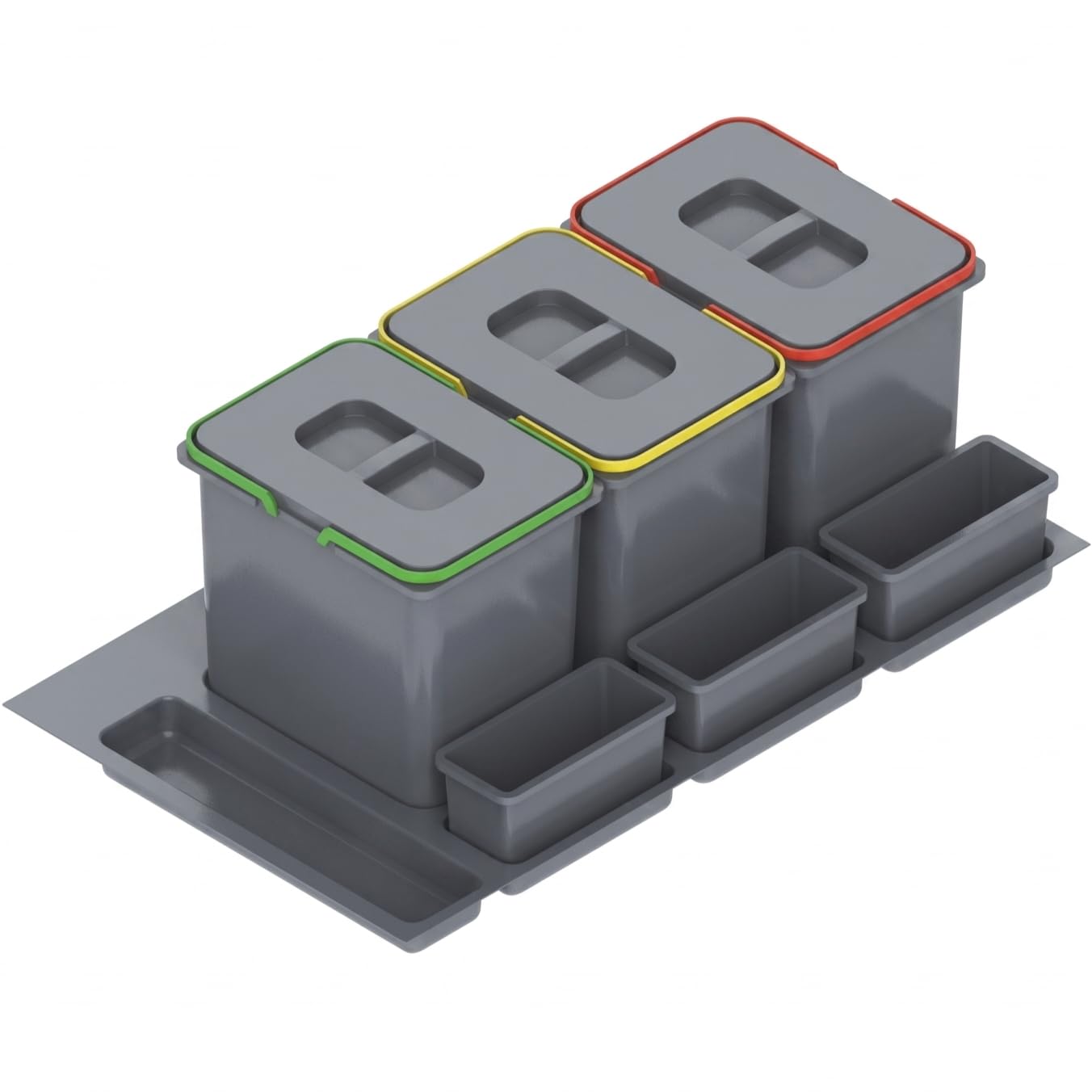 REJS Sistema per Raccolta Differenziata Cucina per Mobile da 90 cm a 3 Scomparti 80,3x49x30 cm (3x 15L) con Coperchio Raccoglitore da Incasso
