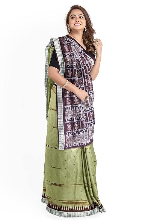 Image of Handmade Pure Bomkai Silk Saree Khandua Natural Silk Ikkat Saree For Women /Ethnic Wear /Traditonal Saree /Handloom Saree With Regular Fit Blouse Piece