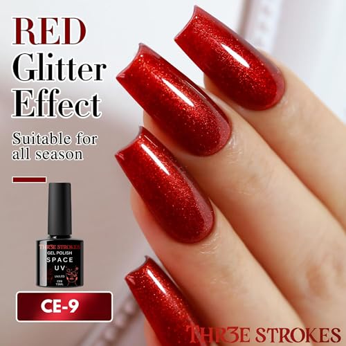 Image of THR3E STROKES 9D Glitter Cat Eye Gelpolish Magnetic Nail Polish Gelpolish Art Manicure DIY at Home Soak Off UV Gel 7.5ML (CE9, 7.5ML), Shimmery Finish