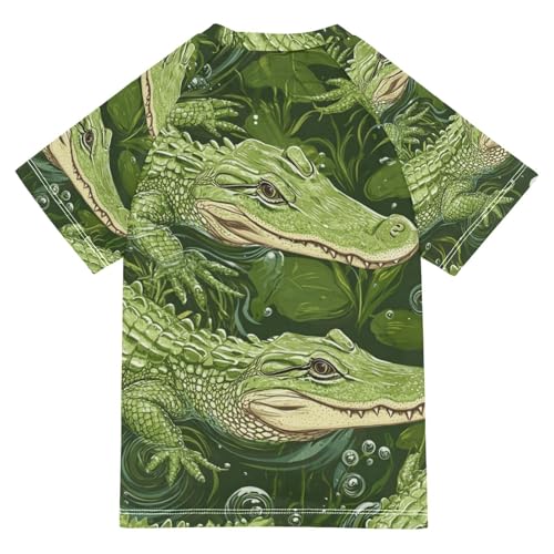 Boy Swimsuit Cartoon Crocodile Bubble Sunscreen T-Shirts Swimwear Sets UPF 50+2