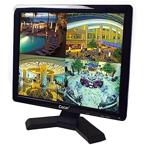 17 inch CCTV Monitor with VGA HDMI AV BNC Audio in/Out Ports, Built-in Speaker 4:3 HD Display LCD Security Screen with USB Drive Player for Home Store Surveillance Camera STB PC Cover