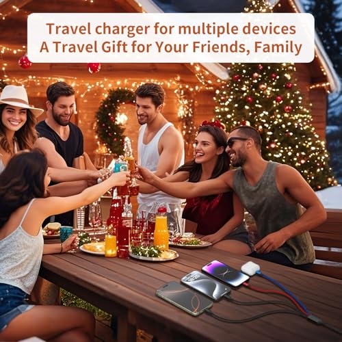 Image of 4Packs 5FT 4 in 1 Multi Charging Cable with 2 USB-C /IP /Micro USB Ports | USB Cable, Universal Phone Charger Cord for Multiple Devices, Travel Essentials Car Accessories for iPhone17-8, Android, More