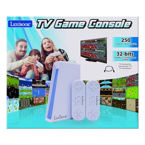 Lexibook, Console di gioco TV con 2 controller wireless, 250 giochi, Grafica a 32 bit, Connettore TV, JG7440