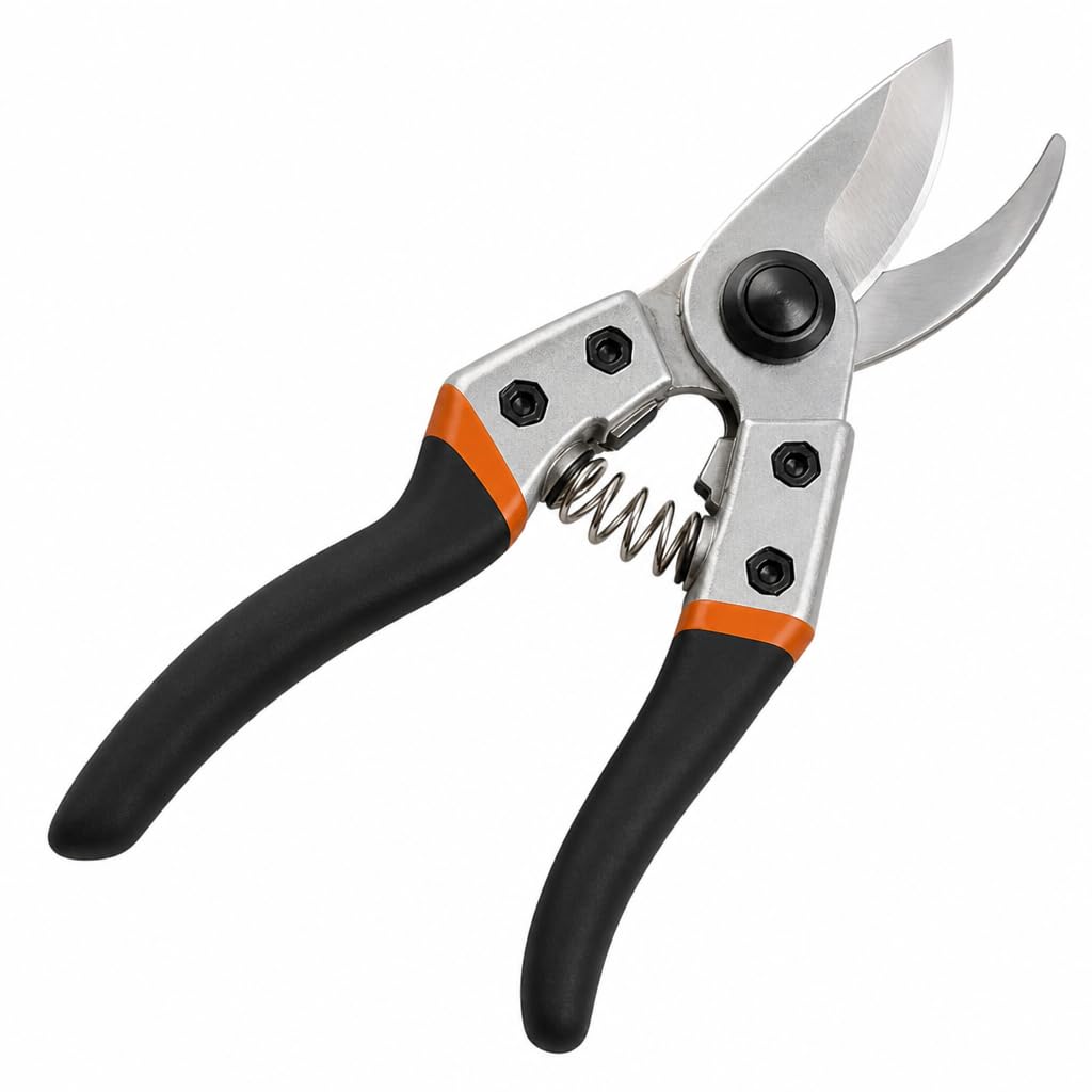 BURAKH Heavy Duty Garden Secateurs – 8" SK5 Steel Bypass Pruning Shears with Ergonomic Soft Grip Handles, Lightweight Sharp Gardening Scissors for Branches & Plants