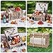 G GOOD GAIN Picnic Basket for 2 - Wicker Picnic Set with Waterproof Blanket| Large Picnic Hamper with Insulated Cooler & Cutlery Kit for Couples Camping,White Flower,15x11x7.5inch