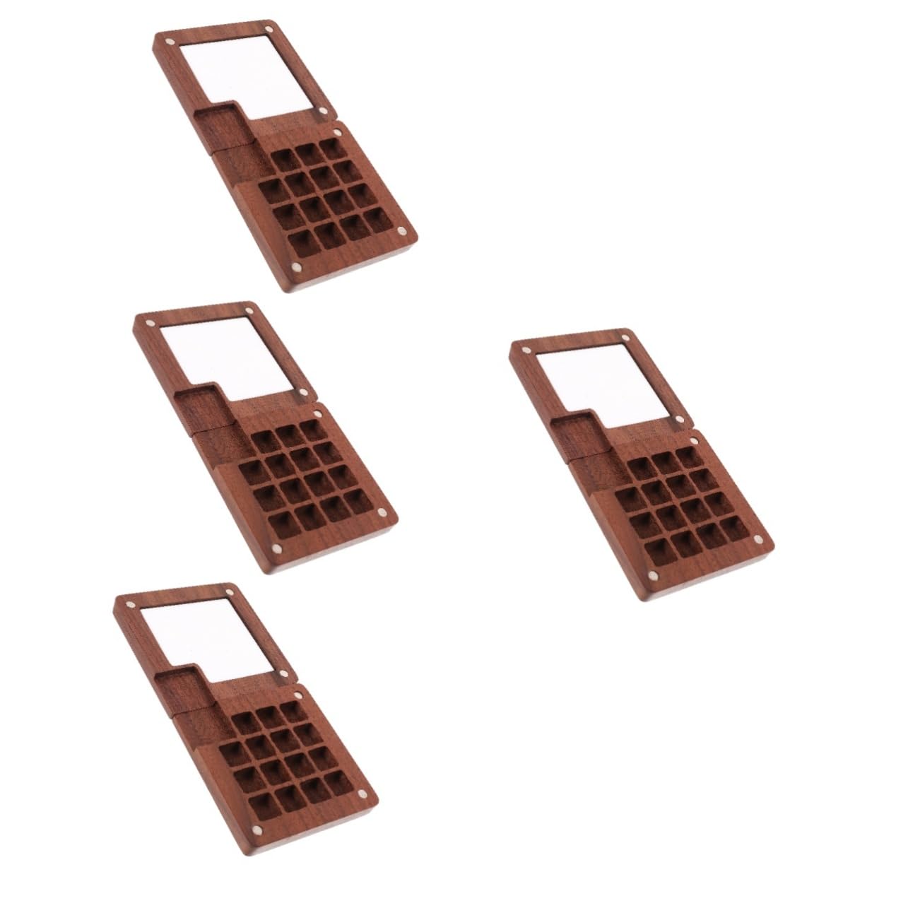Operitacx 4piezas Caja De Mezcla De Color Portátil De Madera Para Acuarelas Estuche De Pintura Acuarela De Madera Caja De Pigmentos Magnética