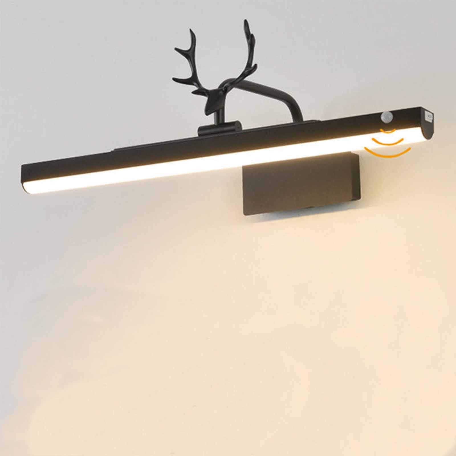 Czarna lampa do lustra łazienkowego z przełącznikiem, lampa LED do lustra z czujnikiem ruchu, nowoczesna lampa łazienkowa, regulowana lampa ścienna, wodoodporna, do makijażu, automatyczne wyłączanie,