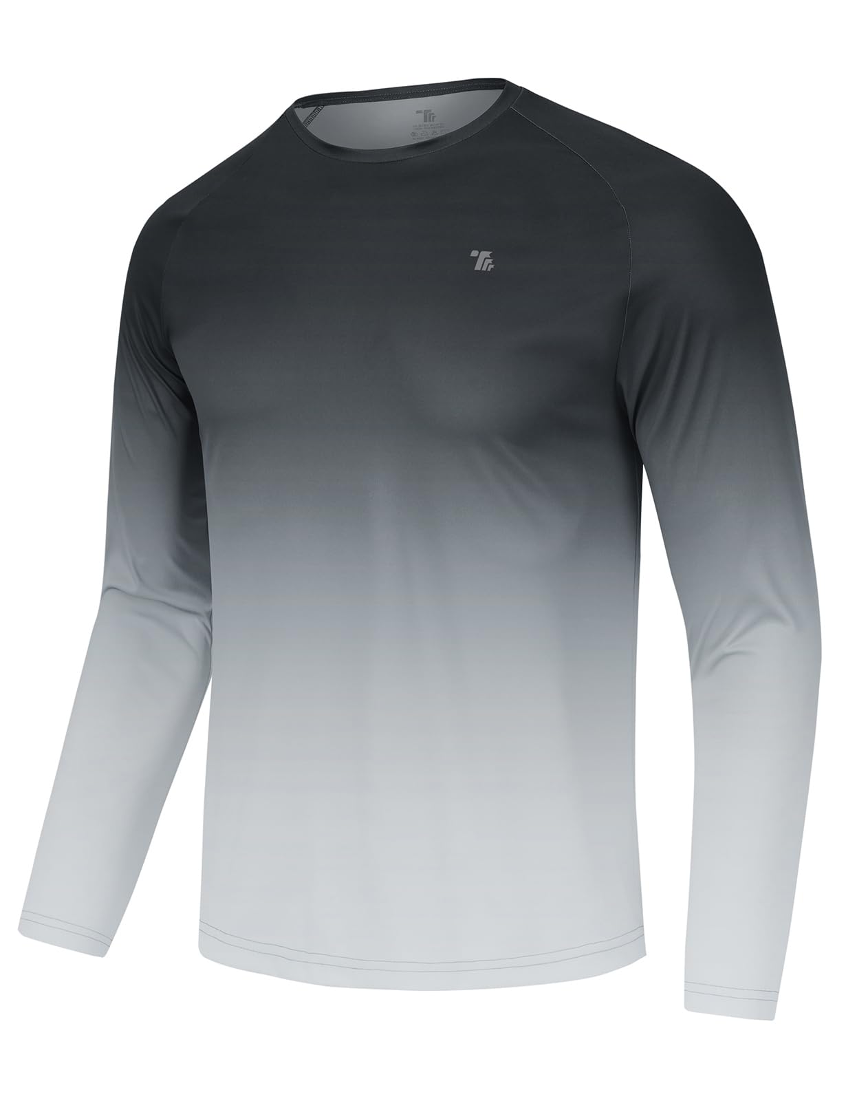 TBMPOY Mens Sun Protection Hiking Shirts Long Sleeve Water UPF 50+ SPF UV Shirts Lightweight Fishing Hiking Swimming, Dark Grey Gradient, XL