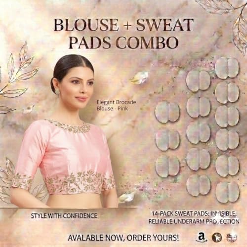 Image of Studio Shringaar Women's Readymade Art Silk Embroidered Saree Blouse with Elbow Length Sleeves