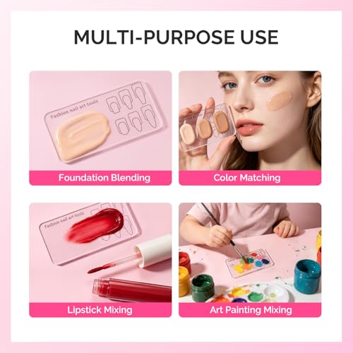 Image of MelodySusie 3Pcs Nail Art Practice Palette, Practice Hand Alternative with Nail Shape Lines, Reusable Gel Polish Mixing Plate & Training Board for Nail Finger Practice, Clear