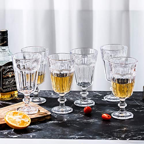 G Pearl Ridge Iced Beverage Glass Goblets 11.6 Oz, Set Of 6 Vintage Drinking Glassware Heavy Durable And Large For Wine Bubble Soda Juice Milk Coke Beer Spirits Water Bar Outdoor For Everyday Use #TOP4